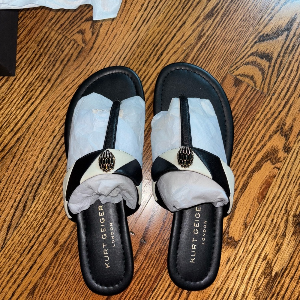 Kurt Geiger Black and Cream Women's Sandals
